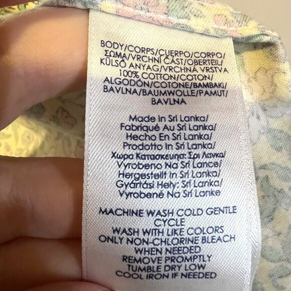 Chaps Floral No Iron Button Up Shirt 1X Butter Yellow Pastel Office Preppy - Picture 5 of 6